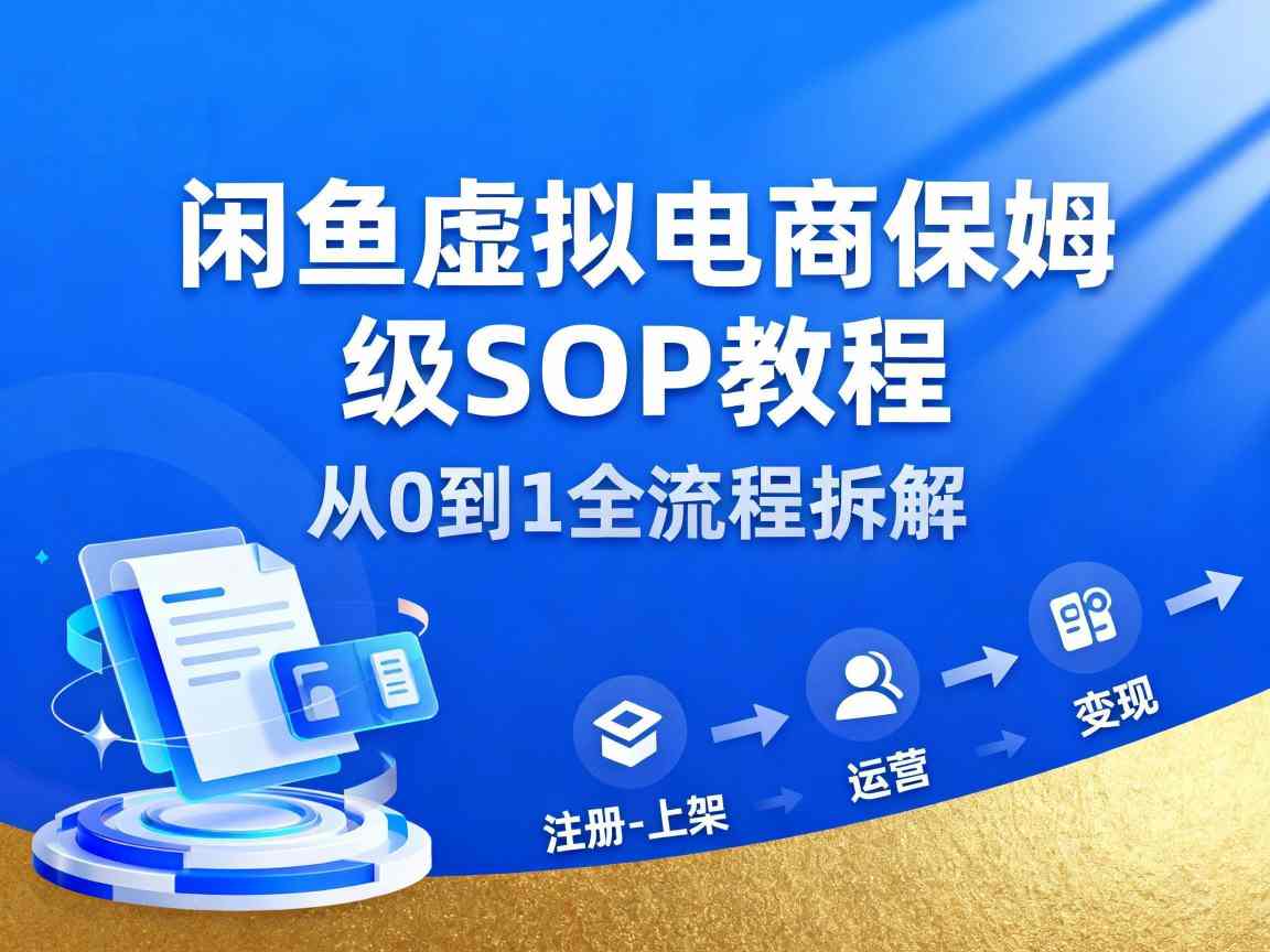 闲鱼虚拟电商,月入轻松过1W,保姆级SOP教程-爱找项目网