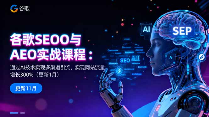 谷歌SEO与AEO实战课程:通过AI技术实现多渠道引流,实现网站流量增长300%-爱找项目网