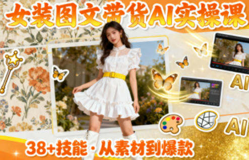 女装图文带货的AI实操课,覆盖38个实用技能,快速提升素材制作效率-爱找项目网