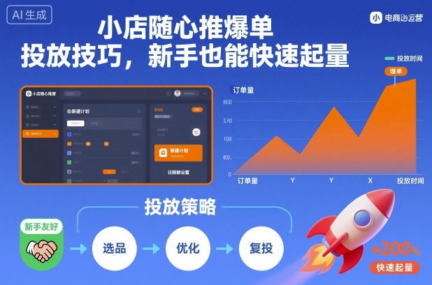 小店随心推爆单投放技巧，新手也能快速起量-爱找项目网