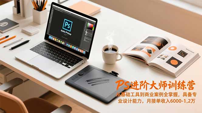 PS进阶大师训练营，从基础工具到商业案例全掌握，具备专业设计能力，月接单收入6000-1.2万-爱找项目网