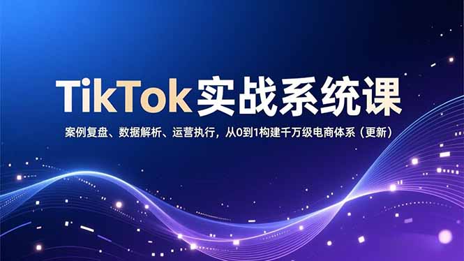 TikTok实战系统课，案例复盘、数据解析、运营执行，从0到1构建千万级电商体系(更新-爱找项目网