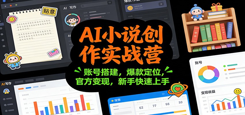 AI小说创作实战营：账号搭建，爆款定位，官方变现，新手快速上手-爱找项目网