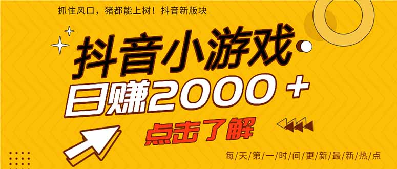 2025年爆火的抖音小游戏项目,一部手机日入2000+-爱找项目网