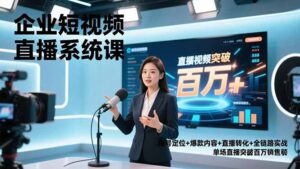 企业短视频直播系统课，账号定位+爆款内容+直播转化+全链路实战，单场直播突破百万销售额-爱找项目网