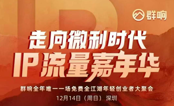 2025ip嘉年华万人12月14深圳线下课,走向微利时代,IP流量嘉年华,实操性极强的商业干货课-爱找项目网