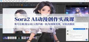 Sora2 AI动漫创作实战课：账号注册/提示词/人物声画一致/短视频变现，轻松出爆款-爱找项目网