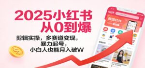 2025小红书从0到爆：剪辑实操，多赛道变现，暴力起号，零基础也能月入破W-爱找项目网