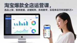 淘宝爆款全店运营课2.0，选品上架、极致数据、店铺矩阵，系统教学，实现单店月利润破5万+-爱找项目网