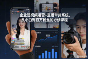 企业短视频运营+直播带货系统,从小白到百万粉丝的必修课程-爱找项目网