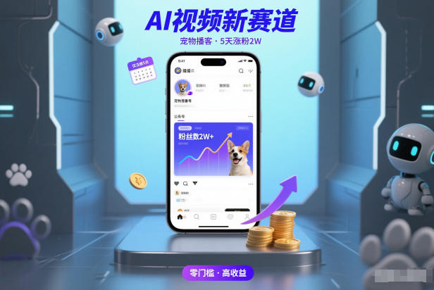 AI视频新赛道，宠物播客仅注册5天涨粉2W，收益非常可观-爱找项目网