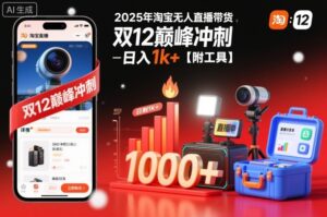 2025年淘宝无人直播带货，冲刺双12，日入1k+【附工具】【揭秘】-爱找项目网