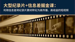 大型纪录片+信息差掘金课：利用信息差将纪录片素材转化为高传播、高收益的短视频-爱找项目网