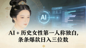 AI+历史女性第一人称独白，条条爆款日入三位数-爱找项目网