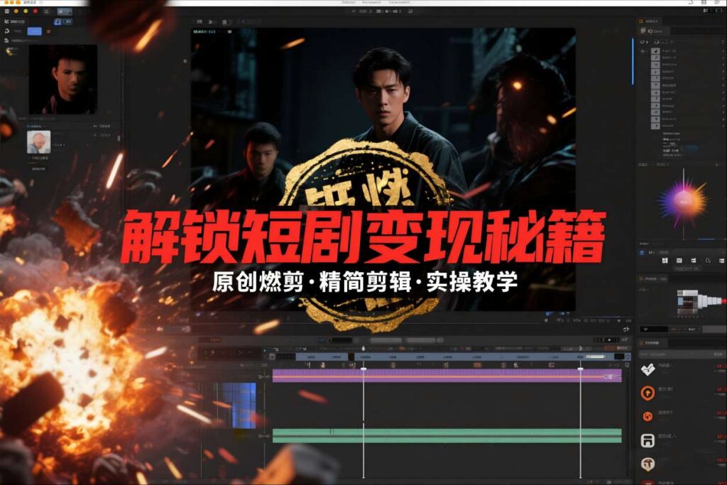 短剧拉新之原创燃剪精简剪辑实操课，解锁短剧变现秘籍-爱找项目网