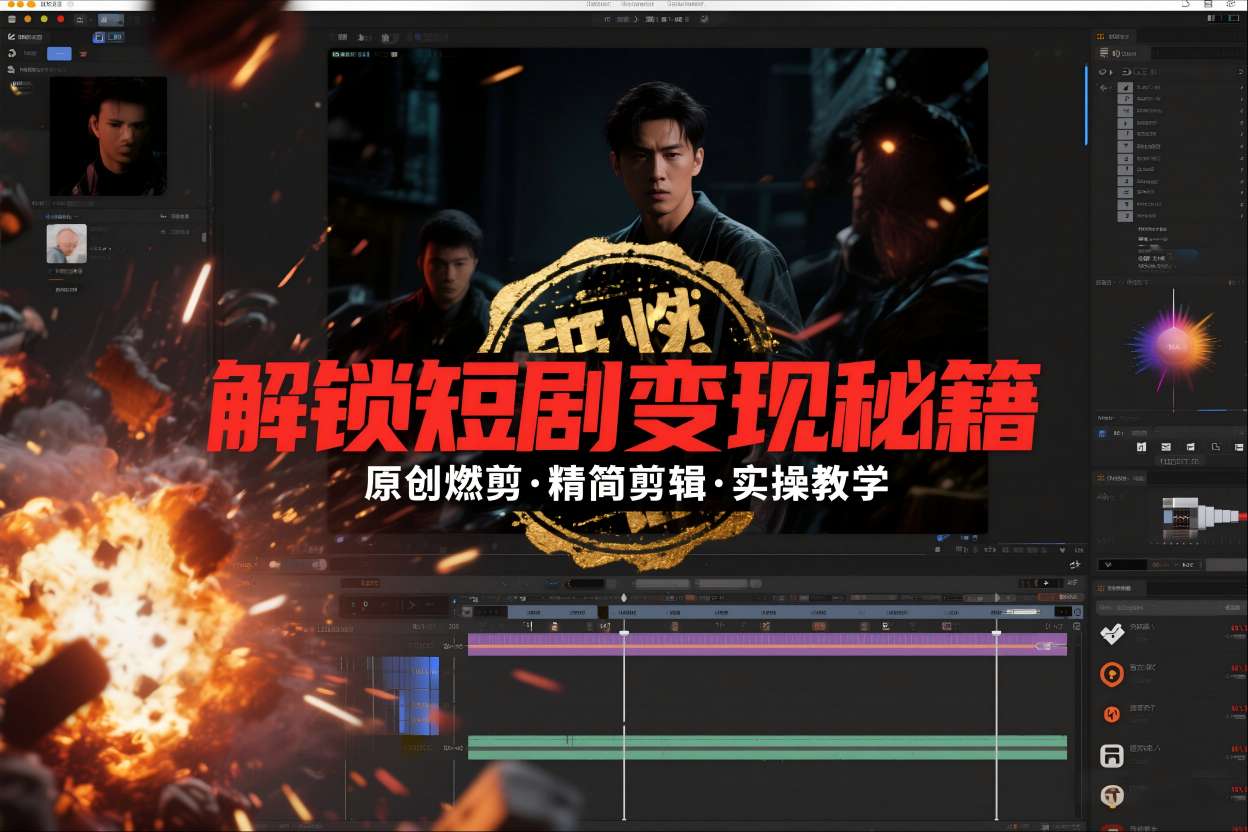 短剧拉新之原创燃剪精简剪辑实操课，解锁短剧变现秘籍-爱找项目网