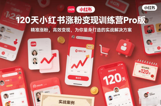 120天小红书涨粉变现训练营Pro版，​精准涨粉，高效变现​，为你量身打造的实战解决方案-爱找项目网