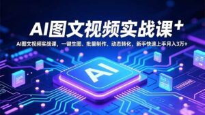 AI图文视频实战课，一键生图、批量制作、动态转化，新手快速上手月入3万+-爱找项目网