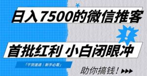 日入7500的微信推客，首批红利，自用省钱、分享赚钱，0门槛小白闭眼冲！-爱找项目网