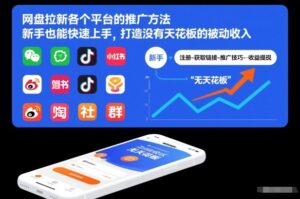 网盘拉新各个平台的推广方法，新手也能快速上手，打造没有天花板的被动收入-爱找项目网