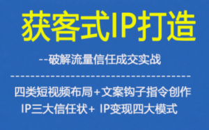 获客型IP打造，破解流量信任成，四类短视频布局+文案钩子指令创作IP三大信任状+IP变现四大模式-爱找项目网