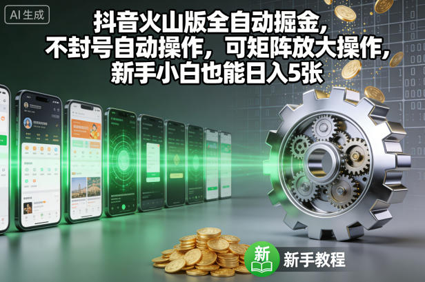 抖音火山版全自动掘金,不封号自动操作,可矩阵放大操作,新手小白也能日入5张【揭秘】-爱找项目网