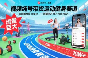 视频号带货运动健身赛道,纯直播推荐,流量巨大,单月带货10W+-爱找项目网