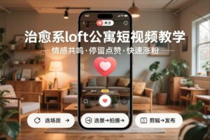 治愈系loft公寓短视频制作教学，情感共鸣引停留点赞关注，快速起号涨粉-爱找项目网