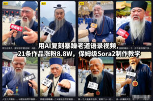 用AI复刻暴躁老道语录视频，21条作品涨粉8.8W，保姆级Sora2制作教学-爱找项目网