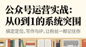 公众号运营实战：从0到1的系统突围-爱找项目网