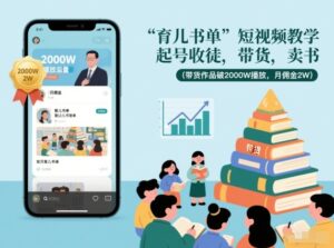 育儿书单短视频教学，起号收徒，带货，卖书(带货作品破2000W播放，月佣金2W)-爱找项目网