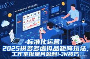 标准化运营！2025拼多多虚拟品矩阵玩法，工作室批量月盈利1-3W技巧【揭秘】-爱找项目网