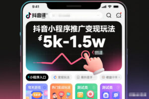 抖音小程序推广变现玩法，简单好操作，多种热门实战玩法，月收入稳定在5k-1.5w-爱找项目网