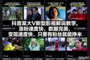 抖音某大V新型影视解说教学，涨粉速度快，数据完美，变现速度快，只要有粉丝就能挣米-爱找项目网