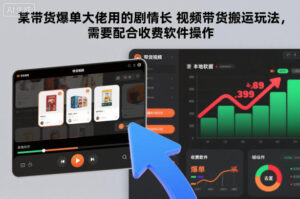 某带货爆单大佬用的剧情长视频带货搬运玩法，需要配合收费软件操作-爱找项目网