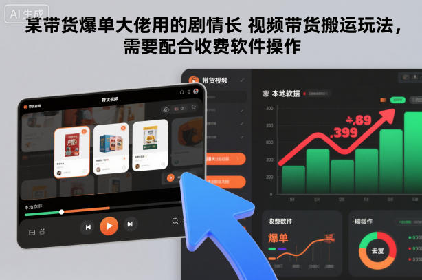 某带货爆单大佬用的剧情长视频带货搬运玩法，需要配合收费软件操作-爱找项目网