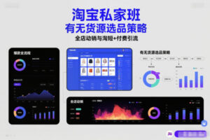 淘宝私家班，有无货源选品策略，高成功率爆款全流程打法，全店动销与淘短+付费引流(更新)-爱找项目网