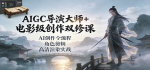 AIGC导演大师+电影级创作双修课：AI创作全流程、角色剪辑、高清渲染实战-爱找项目网