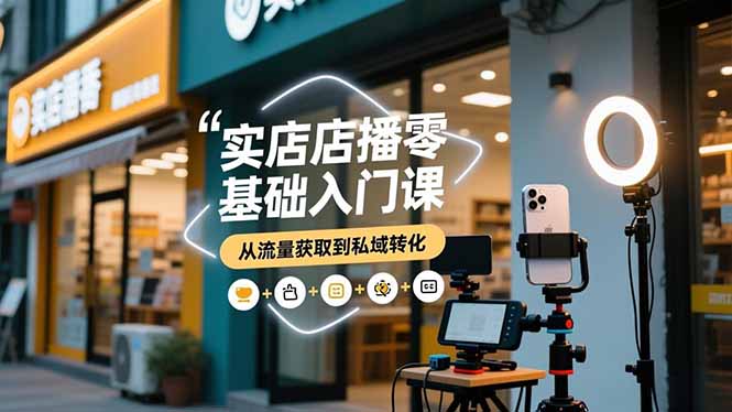 实体店播零基础入门课,实体店+短视频+直播+微信生态+私域社群,从流量获取到私域转化-爱找项目网