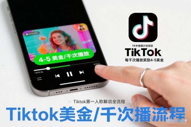 TK中视频计划项目,Tiktok第一人称解说流程,每干次播放奖励4-5美金-爱找项目网