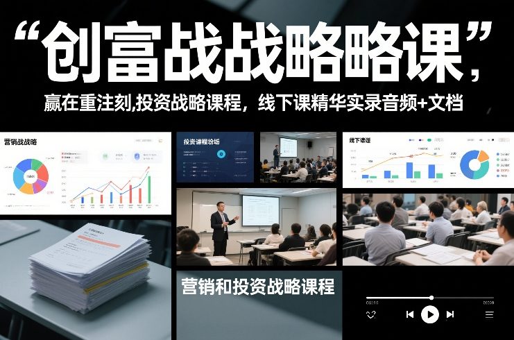 创富战略课，赢在重注时刻，营销和投资战略课程，线下课精华实录音频+文档-爱找项目网