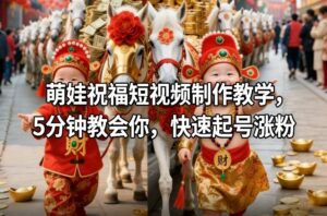 萌娃祝福短视频制作教学，5分钟教会你，快速起号涨粉-爱找项目网