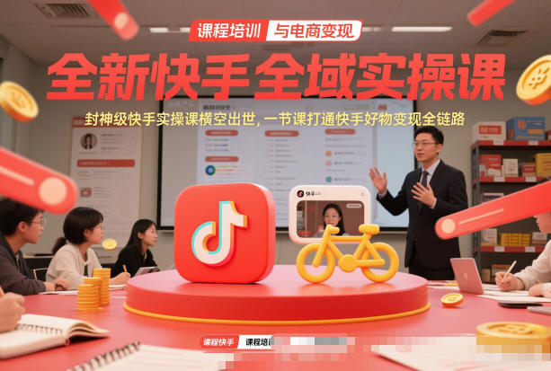 全新快手全域实操课，封神级快手实操课横空出世，一节课打通快手好物变现全链路-爱找项目网