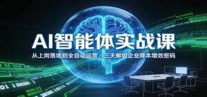 AI智能体实战课：从上岗落地到全自动运营，三天解锁企业降本增效密码-爱找项目网