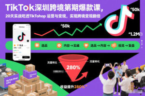 TikTok深圳跨境第2期爆款课，20天实战吃透TikTok Shop运营与变现，实现跨境变现翻倍-爱找项目网