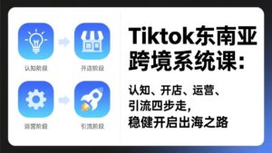 TikTok东南亚跨境系统课：认知、开店、运营、引流四步走，稳健开启出海之路-爱找项目网