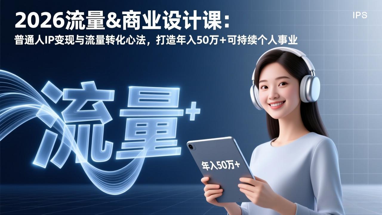2026流量&商业设计课：普通人IP变现与流量转化心法，打造年入50万+可持续个人事业-爱找项目网