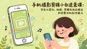 手机摄影剪辑小白逆袭课：学会从策划、拍摄、剪辑到成品输出的完整手机创作能力-爱找项目网