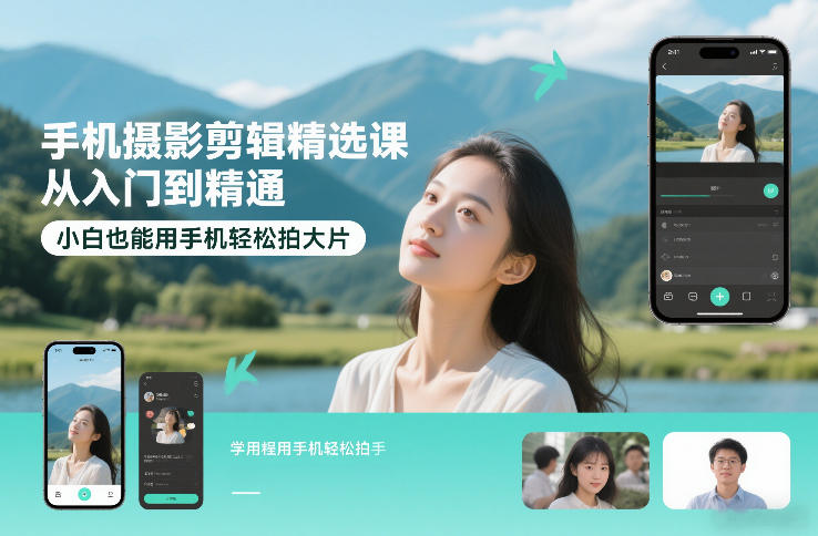 手机摄影剪辑精选课，从入门到精通，小白也能用手机轻松拍大片-爱找项目网