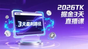 2026TK掘金直播课，起号涨粉+直播带货+商单变现+3天打通盈利路径，月入过万美金-爱找项目网